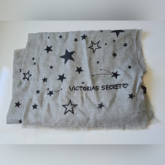 Victoria's Secret Accessories - Victoria's Secret Star Print Wool Acrylic Blend Scarf Grey 77" x 30"